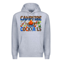 Heather Grey campfire and cocktails Premium Hoodie - texasbilliewilder