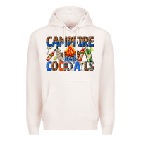 Pale Pink campfire and cocktails Premium Hoodie - texasbilliewilder