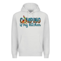 Dove Grey camping is my kitchen with wine Premium Hoodie - texasbilliewilder