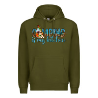 Army Green camping is my kitchen with wine Premium Hoodie - texasbilliewilder