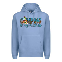 Colony Blue camping is my kitchen with wine Premium Hoodie - texasbilliewilder