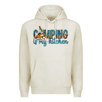 Oatmeal Heather camping is my kitchen with wine Premium Hoodie - texasbilliewilder