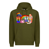 Army Green pride coffee cups Premium Hoodie - AdoDesignShop