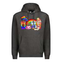 Charcoal Heather pride coffee cups Premium Hoodie - AdoDesignShop
