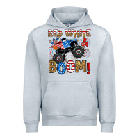Heather Grey red white boom monster truck Urban Hoodie - RanaPortraitStore
