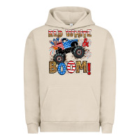 Pigment French Oak red white boom monster truck Urban Hoodie - RanaPortraitStore