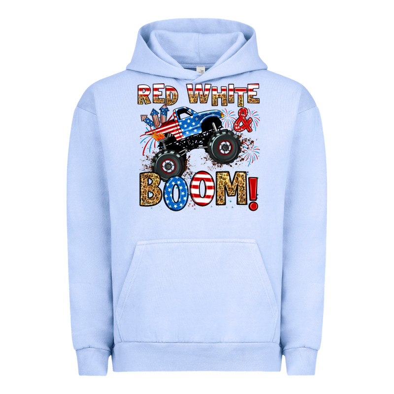 Red White Boom Monster Truck Urban Hoodie by RanaPortraitStore | Teevron