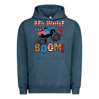 Pigment Midnight Navy red white boom monster truck Urban Hoodie - RanaPortraitStore
