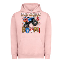 Pigment Salmon red white boom monster truck Urban Hoodie - RanaPortraitStore