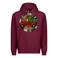 Burgundy Farm Truck Christmas Premium Hoodie - RanaPortraitStore