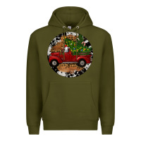 Army Green Farm Truck Christmas Premium Hoodie - RanaPortraitStore