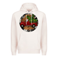 Pale Pink Farm Truck Christmas Premium Hoodie - RanaPortraitStore