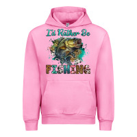 Fuchsia Pink i'd rather be fishing Urban Hoodie - RanaPortraitStore