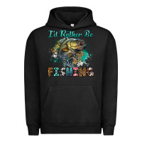 Pigment Black i'd rather be fishing Urban Hoodie - RanaPortraitStore