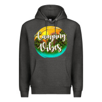 Charcoal Heather camping vibes Premium Hoodie - texasbilliewilder
