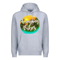Heather Grey camping vibes Premium Hoodie - texasbilliewilder