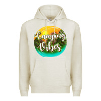 Oatmeal Heather camping vibes Premium Hoodie - texasbilliewilder