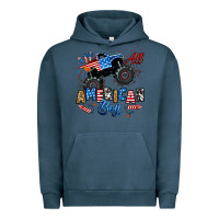 Pigment Midnight Navy fourth of july monster truck all american boy Urban Hoodie - RanaPortraitStore