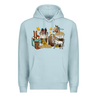 Blue Mist coffee cups horses Premium Hoodie - texasbilliewilder