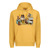 Mustard coffee cups horses Premium Hoodie - texasbilliewilder