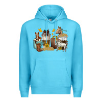 Ocean Blue coffee cups horses Premium Hoodie - texasbilliewilder