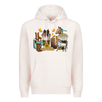 Pale Pink coffee cups horses Premium Hoodie - texasbilliewilder