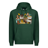 Sports Green coffee cups horses Premium Hoodie - texasbilliewilder