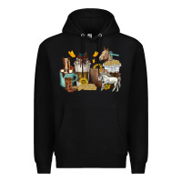 Black coffee cups horses Premium Hoodie - texasbilliewilder