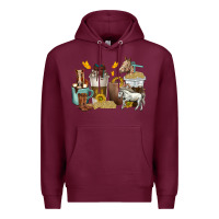 Burgundy coffee cups horses Premium Hoodie - texasbilliewilder
