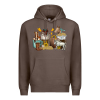 Coffee coffee cups horses Premium Hoodie - texasbilliewilder