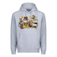 Heather Grey coffee cups horses Premium Hoodie - texasbilliewilder