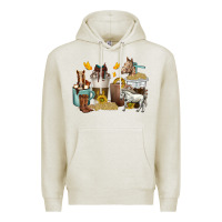 Oatmeal Heather coffee cups horses Premium Hoodie - texasbilliewilder