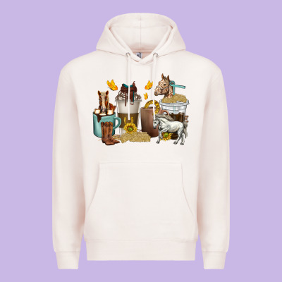 Premium Hoodie coffee cups horses