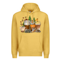 Antique Gold coffee cups tiger with coffee beans Premium Hoodie - texasbilliewilder