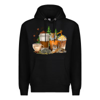 Black coffee cups tiger with coffee beans Premium Hoodie - texasbilliewilder