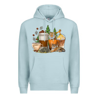 Blue Mist coffee cups tiger with coffee beans Premium Hoodie - texasbilliewilder