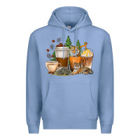 Colony Blue coffee cups tiger with coffee beans Premium Hoodie - texasbilliewilder
