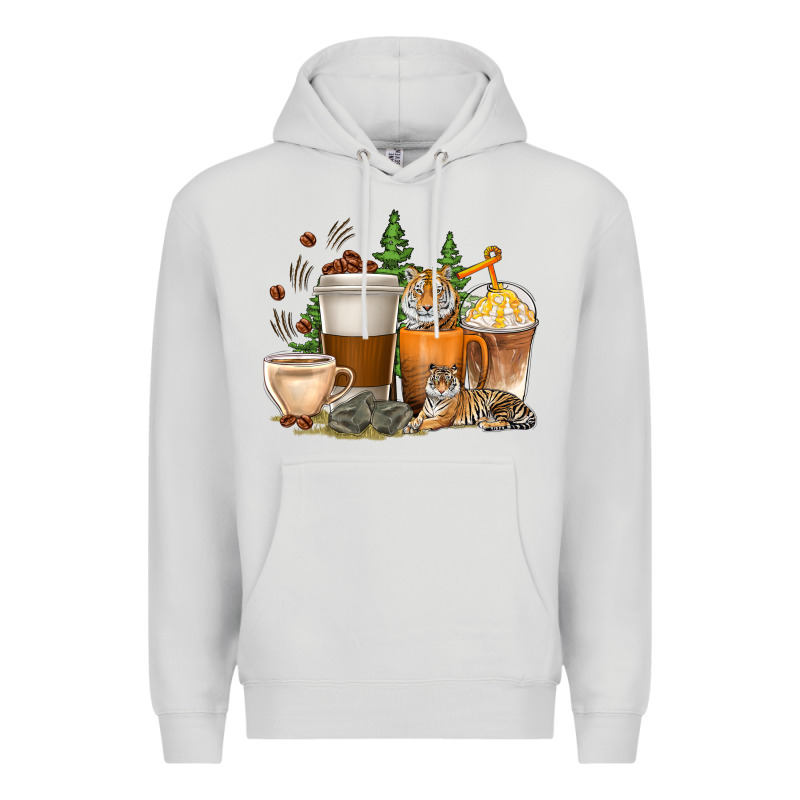 Coffee Cups Tiger With Coffee Beans Premium Hoodie by texasbilliewilder | Teevron