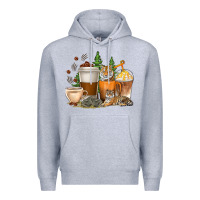 Heather Grey coffee cups tiger with coffee beans Premium Hoodie - texasbilliewilder