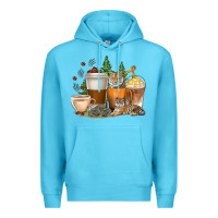Ocean Blue coffee cups tiger with coffee beans Premium Hoodie - texasbilliewilder