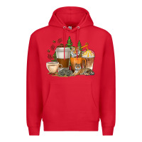 Red coffee cups tiger with coffee beans Premium Hoodie - texasbilliewilder