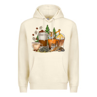 Sandshell coffee cups tiger with coffee beans Premium Hoodie - texasbilliewilder