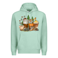 Seafoam coffee cups tiger with coffee beans Premium Hoodie - texasbilliewilder
