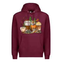 Burgundy coffee cups tiger with coffee beans Premium Hoodie - texasbilliewilder