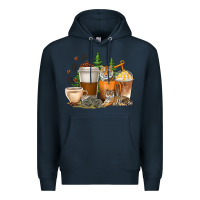 Navy coffee cups tiger with coffee beans Premium Hoodie - texasbilliewilder