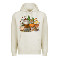 Oatmeal Heather coffee cups tiger with coffee beans Premium Hoodie - texasbilliewilder