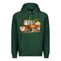 Sports Green coffee cups tiger with coffee beans Premium Hoodie - texasbilliewilder