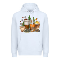 White coffee cups tiger with coffee beans Premium Hoodie - texasbilliewilder