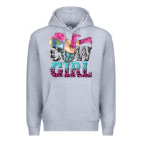 Heather Grey cow girl Premium Hoodie - texasbilliewilder