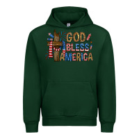 Forest Green god  bless america with cross Urban Hoodie - RanaPortraitStore